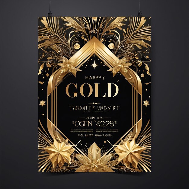 Photo gold deco holiday event flyer