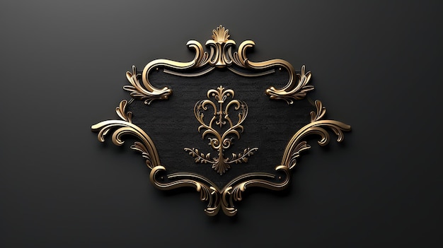 A gold decorative frame on a black background