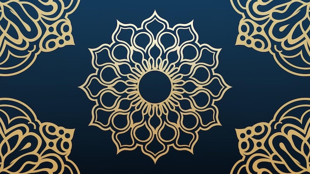 a gold design on a blue background