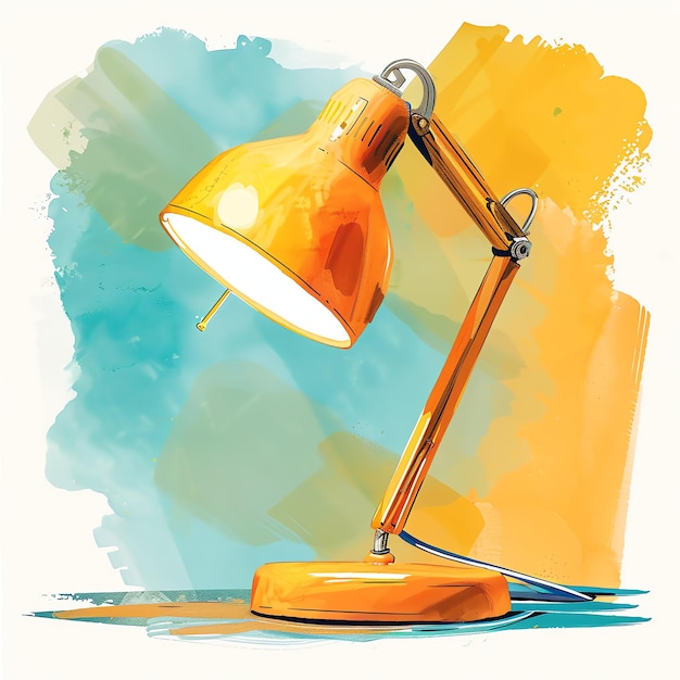 gold desk lamp illustration for kids