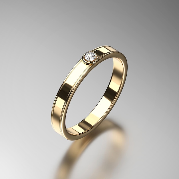 Gold diamond Ring isolated on white background 3d render