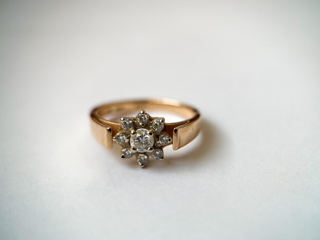 Gold diamond ring on a white isolated background Red Gold Ring