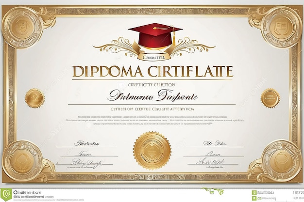 Gold diploma certificate template Use for print certificate diploma graduation