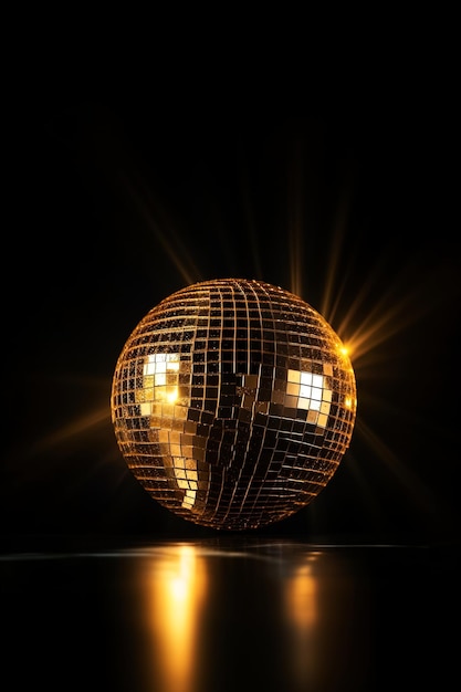 A gold disco ball with the word disco on it