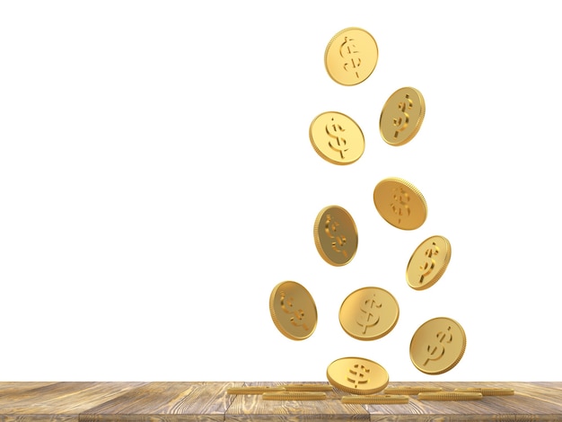 Gold dollar coins falling