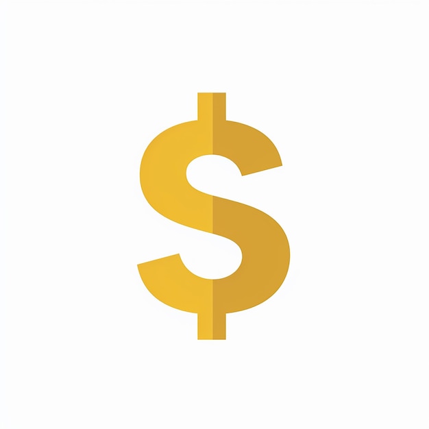 Gold Dollar Sign on White Background in Flat Style