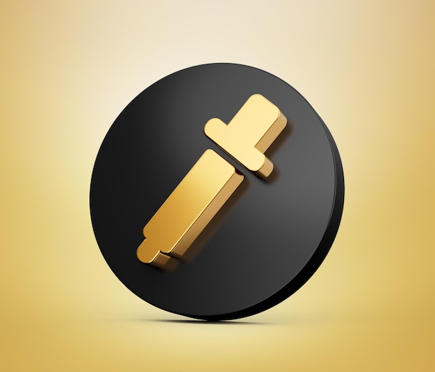 Gold Dropper or picker 3d Black icon isolated background 3d illustration