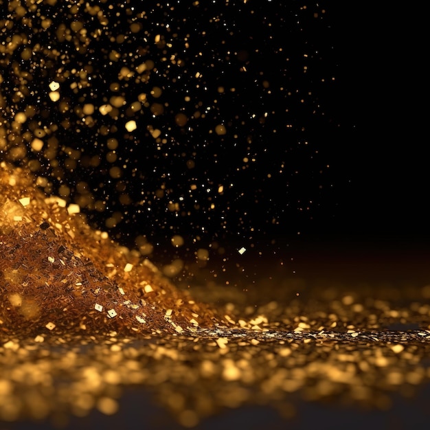 A gold dust explosion in a dark room