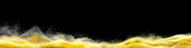 Gold dust wave on black background