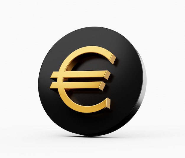 Gold Euro Icon on black 3d Illustration