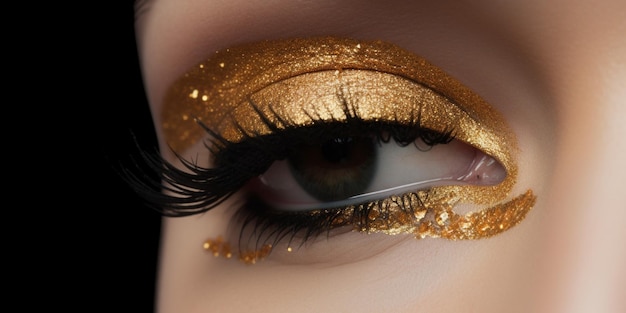 Gold eye makeup for a glamorous look