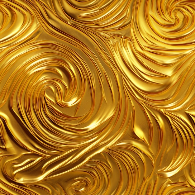 A gold fabric with swirls in the center and the word gold on the bottom.