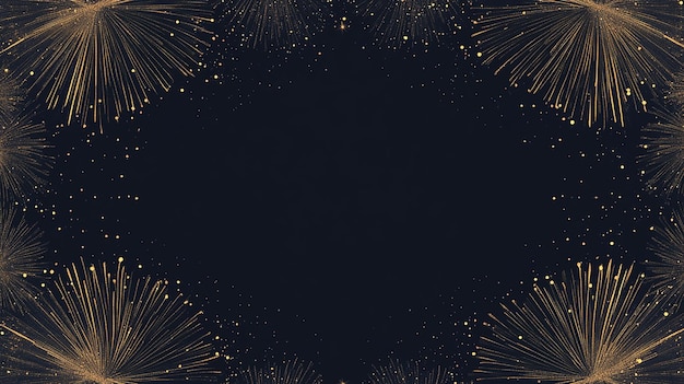 Photo gold fireworks on dark background with glitter