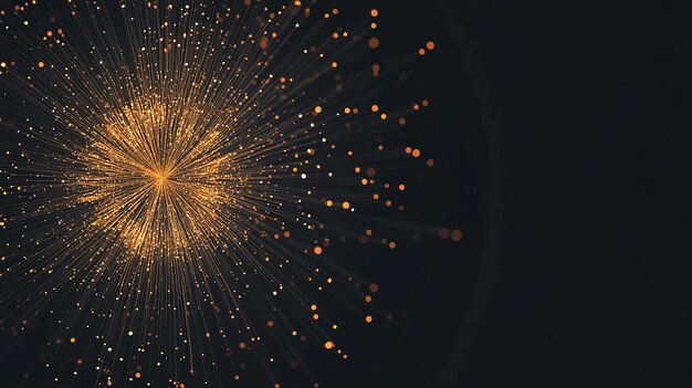 Photo gold fireworks on dark background with glitter