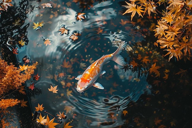 Photo a gold fish is swimming in the water