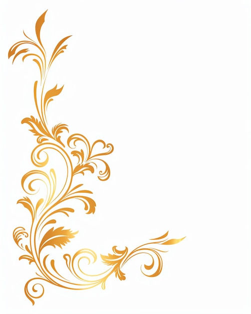 a gold floral design on a white background