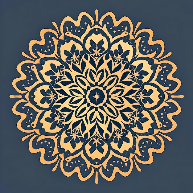 A gold floral pattern is shown on a colorful background