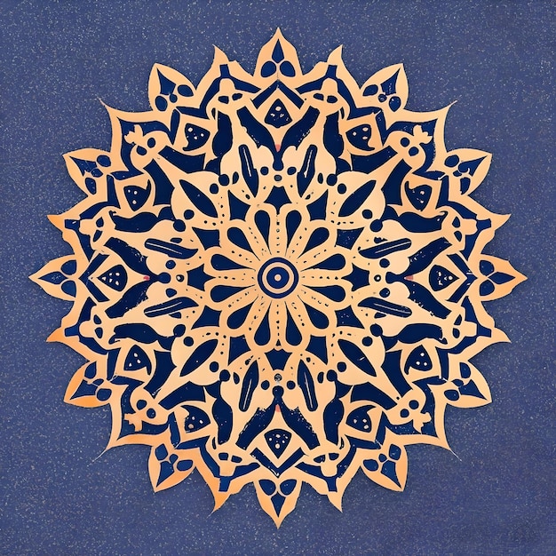 A gold floral pattern is shown on a colorful background