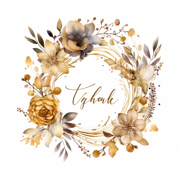 Gold floral wedding element on white background by Generated AI