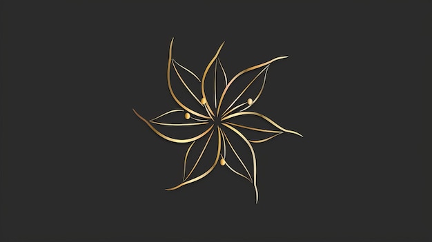 Photo gold flower on black background 3d rendering 3d illustration