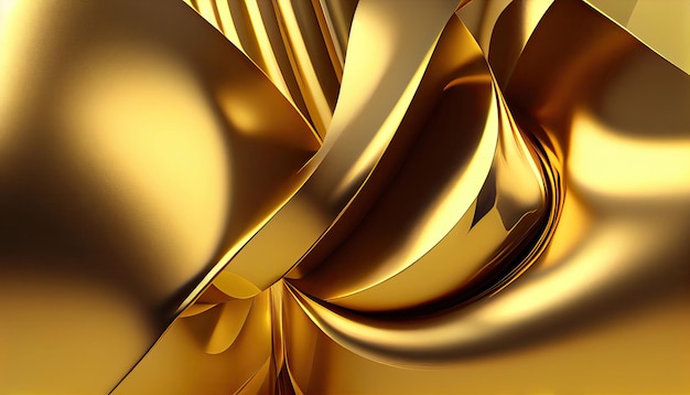 Gold foil background with light reflections Golden textured wall with Generative AI Technology