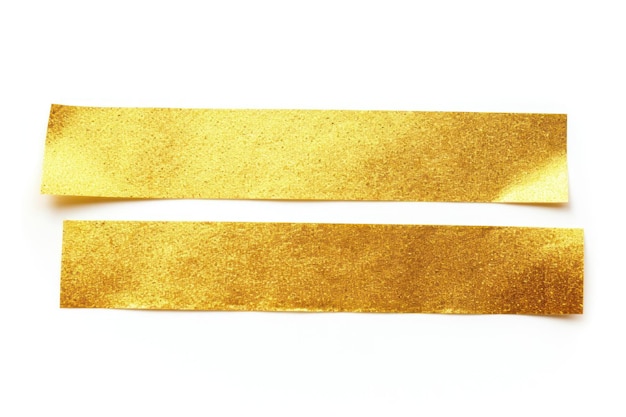 Photo gold foil glitter adhesive strip paper white background rectangle