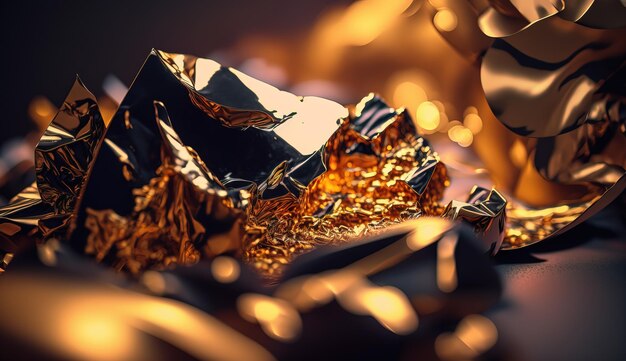 Gold foil sparkles background generative ai