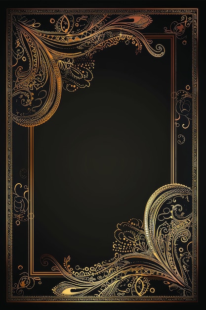 Gold Frame on Black Background