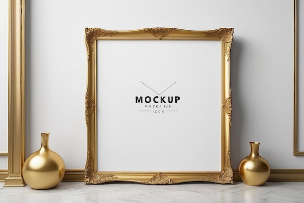 Photo gold frame mockup