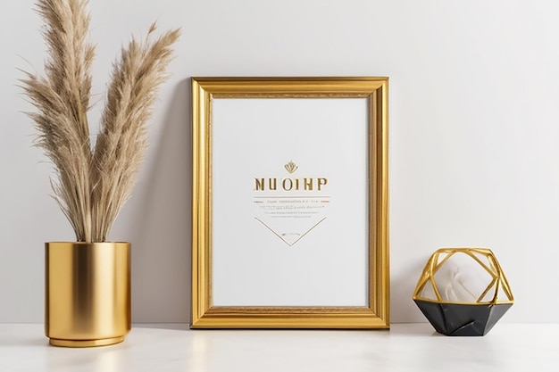 Photo gold frame mockup