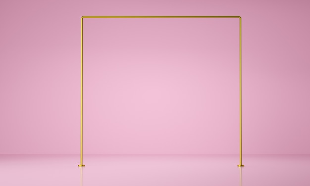 Gold frame product display. luxury concept. Abstract geometric background, 3D rendering