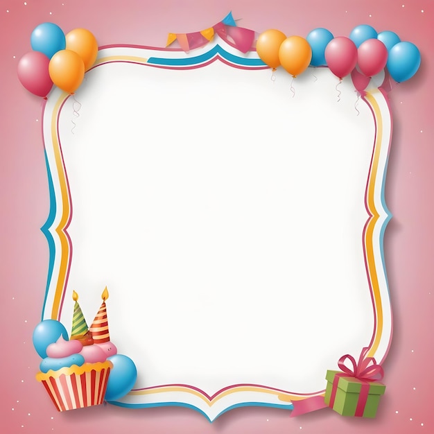 a gold frame with balloons and a gold border with a gold border