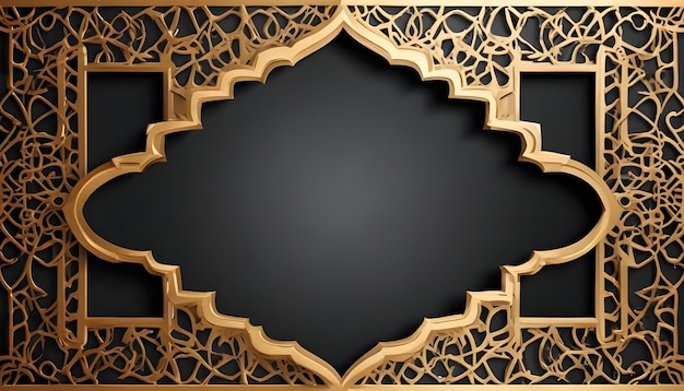 Photo a gold frame with a black background with a gold design