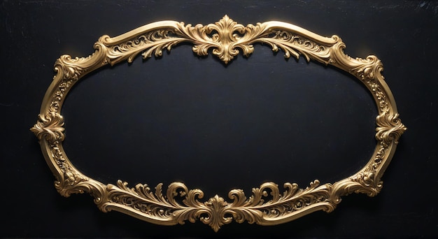 a gold frame with a black background with a gold design