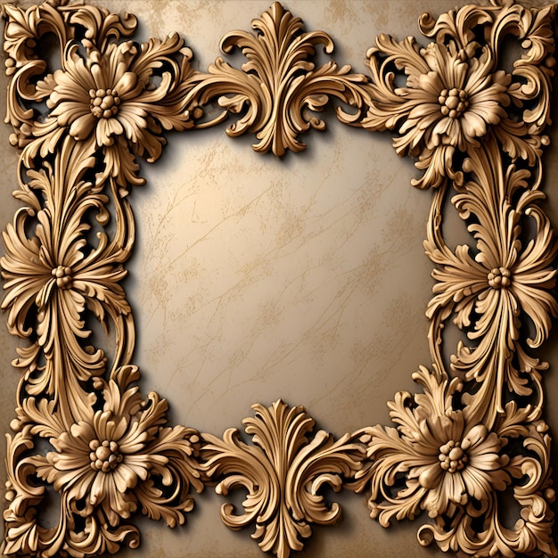 a gold frame with a flower design on it