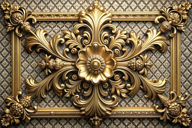 a gold frame with a flower design on it