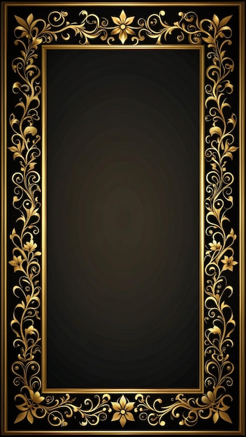 Photo a gold frame with a gold border and a black border