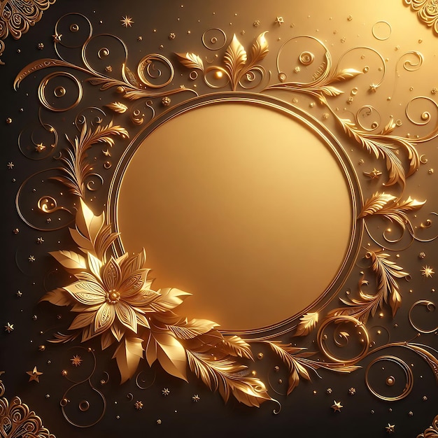 a gold frame with a gold flower on it