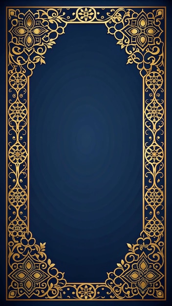 gold frame with a gold pattern on a blue background vector art illustration