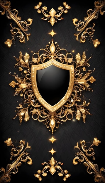 Photo a gold frame with a jeweled vip deluxe background