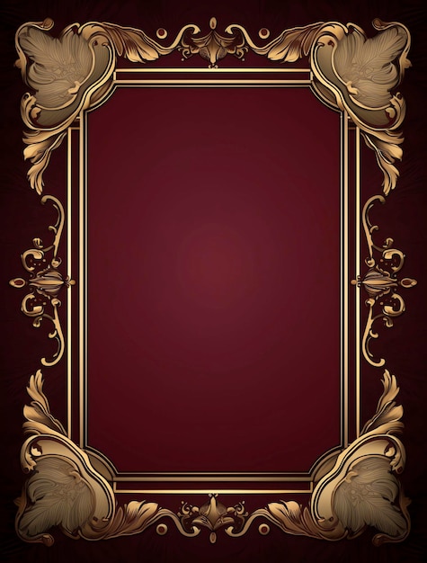 a gold frame with a red background with a gold frame