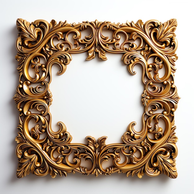 A gold frame with a white background