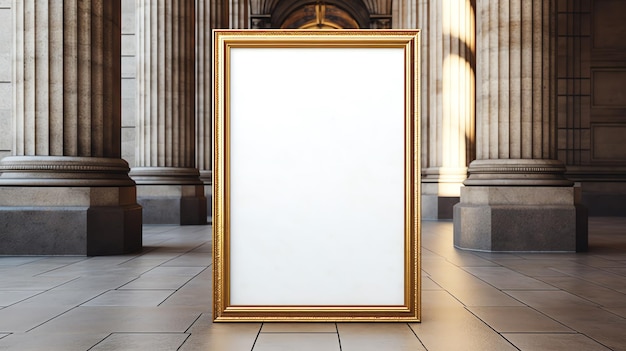 Photo a gold frame with a white background