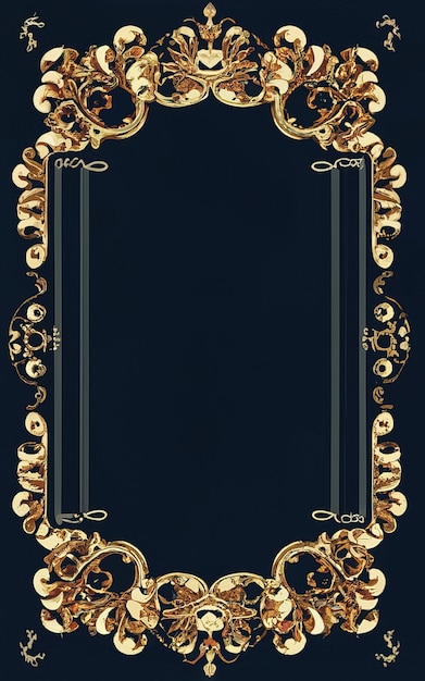 a gold framed mirror with a black frame