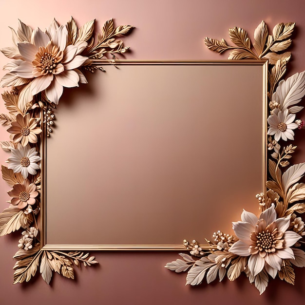 a gold framed mirror with flowers and a gold frame