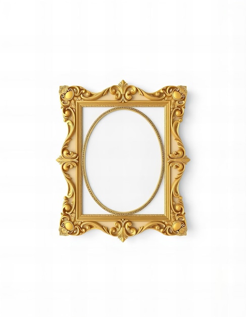 Photo a gold framed picture of a mirror with a gold frame