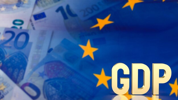 The gold gdp text on euro background for business concept 3d rendering