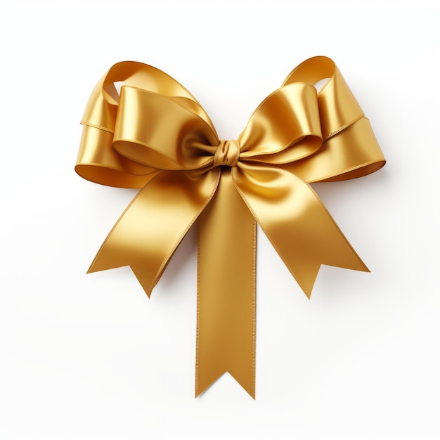 a gold gift bow isolated on a plain white background