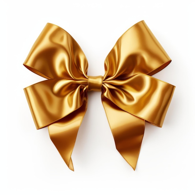 gold gift bow isolated on a plain white background