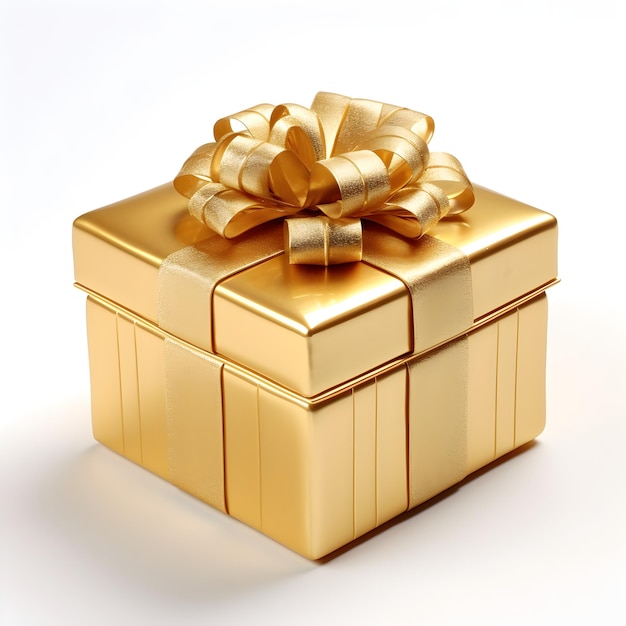 A gold gift box with a bow that says'i'm a big'on it